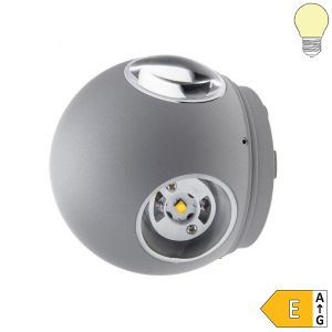 4W LED Außen- Wandleuchte Kugel 4 Leuchtrichtungen grau warmweiß
