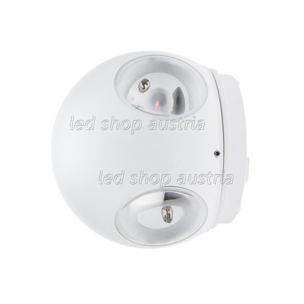 4W LED Außen- Wandleuchte Kugel 4 Leuchtrichtungen weiß neutralweiß