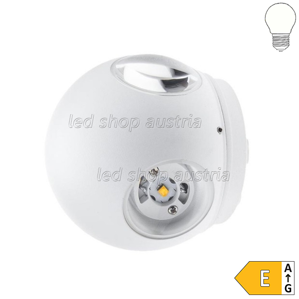 4W LED Außen- Wandleuchte Kugel 4 Leuchtrichtungen weiß neutralweiß