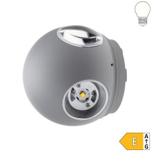 4W LED Außen- Wandleuchte Kugel 4 Leuchtrichtungen grau neutralweiß