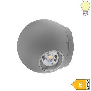 6W LED Außen- Wandleuchte Kugel 2 Leuchtrichtungen grau warmweiß