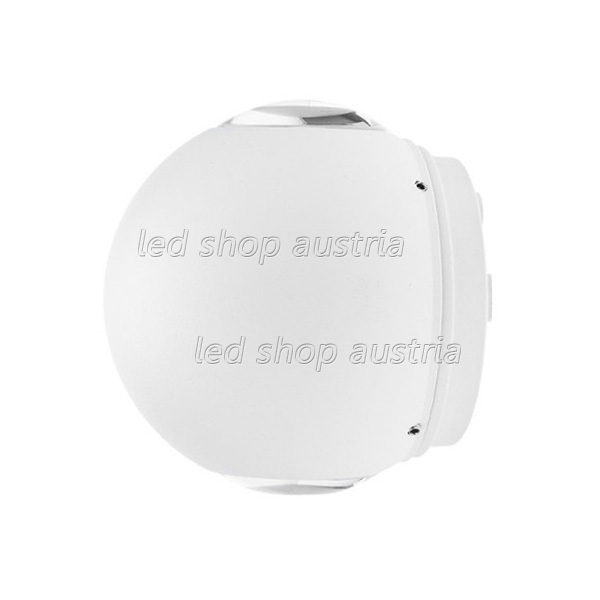 6W LED Außen- Wandleuchte Kugel 2 Leuchtrichtungen weiß neutralweiß