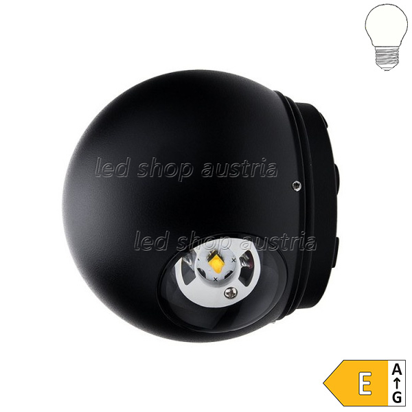 6W LED Außen- Wandleuchte Kugel 2 Leuchtrichtungen schwarz neutralweiß