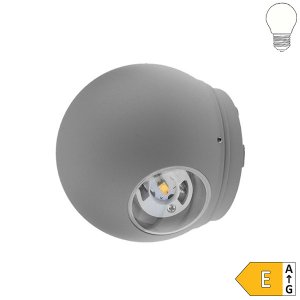 6W LED Außen- Wandleuchte Kugel 2 Leuchtrichtungen grau neutralweiß
