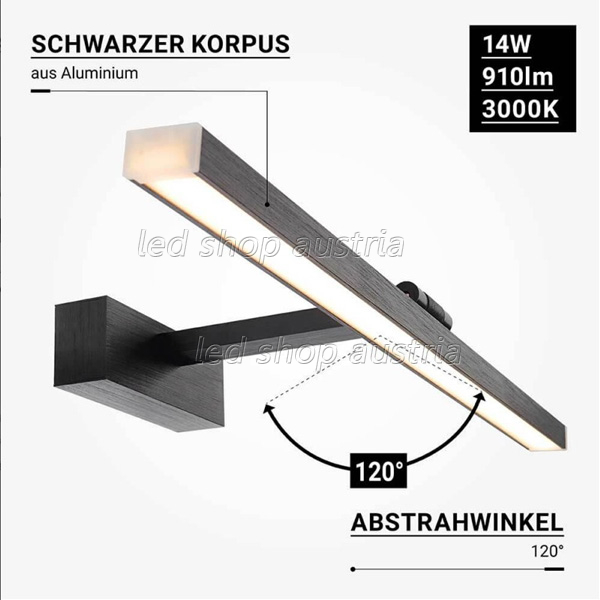 LED Wand- und Spiegelleuchte 14W schwarz neutralweiß