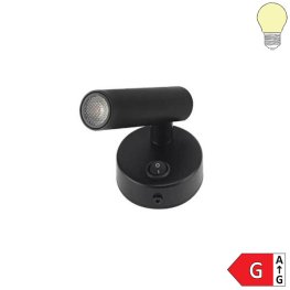 2W Wandleuchte Spot 38° schwarz mit Schalter warmweiß