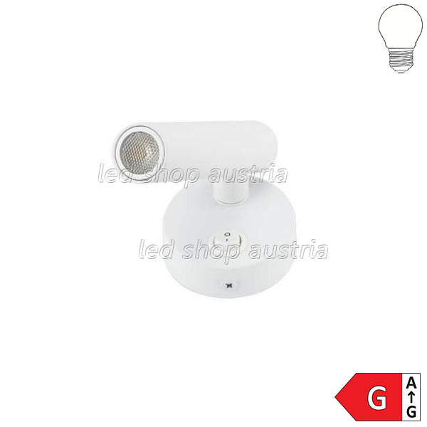 2W Wandleuchte Spot 38° weiß mit Schalter neutralweiß
