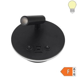 8W Wandleuchte Spot 40° schwarz mit Schalter und USB warmweiß