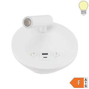 8W Wandleuchte Spot 40° Weiß mit Schalter und USB warmweiß