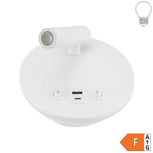 8W Wandleuchte Spot 40° Weiß mit Schalter und USB neutralweiß