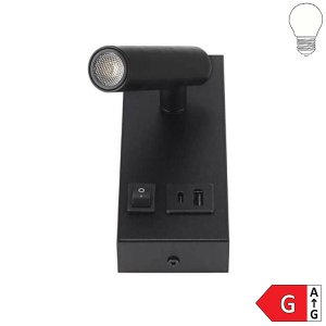 2W Wandleuchte Spot 38° weiß mit Schalter und USB neutralweiß