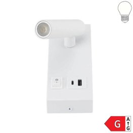 2W Wandleuchte Spot 38° weiß mit Schalter und USB neutralweiß