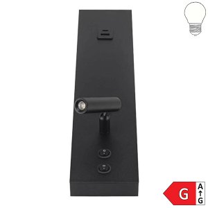 11W Wandleuchte Schwarz mit Schalter und USB neutralweiß