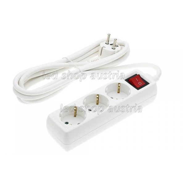 Steckdosenleiste 3-fach 3m Kabel 16A mit Schalter