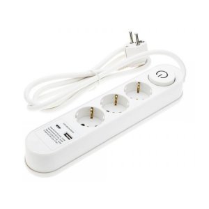 Steckdosenleiste PREMIUM 3-fach 3m Kabel 16A mit Schalter u. USB-Anschluss