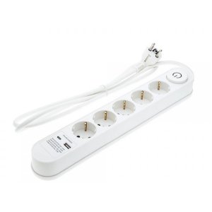 Steckdosenleiste PREMIUM 5-fach 3m Kabel 16A mit Schalter u. USB-Anschluss