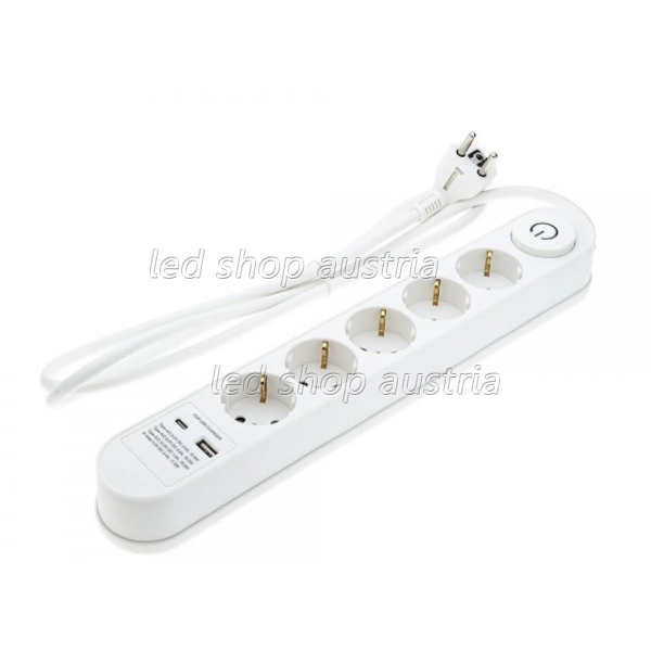 Steckdosenleiste PREMIUM 5-fach 3m Kabel 16A mit Schalter u. USB-Anschluss