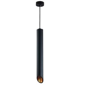 LED Pendelleuchte Slanted GU10 50cm schwarz mit goldenem Reflektor
