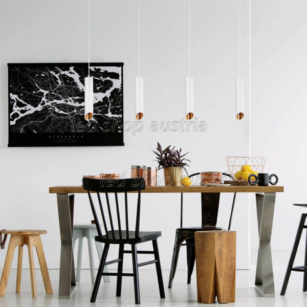 (Bild für) LED Pendelleuchte Slanted GU10 30cm weiß mit goldenem Reflektor