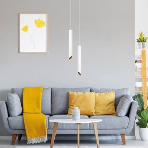 LED Pendelleuchte Slanted GU10 50cm weiß mit goldenem Reflektor