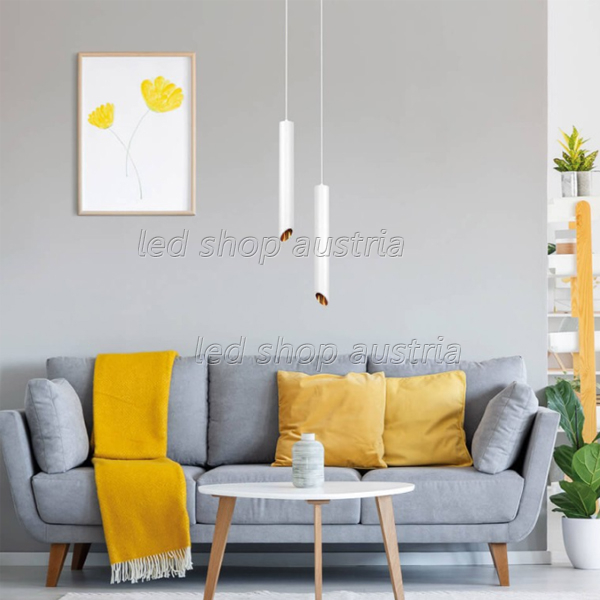 LED Pendelleuchte Slanted GU10 50cm weiß mit goldenem Reflektor