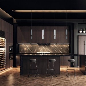 LED Pendelleuchte mit seitlichem Lichtauslass GU10 40cm silber