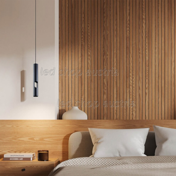 LED Pendelleuchte mit seitlichem Lichtauslass GU10 40cm schwarz