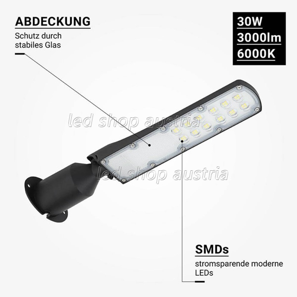 30W LED Straßenleuchte Premium kaltweiß IP65