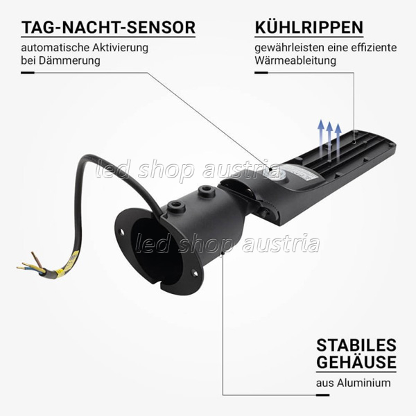 30W LED Straßenleuchte mit Dämmerungssensor Premium neutralweiß IP65