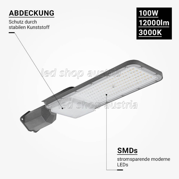 100W LED Straßenleuchte Professional HL warmweiß IP65