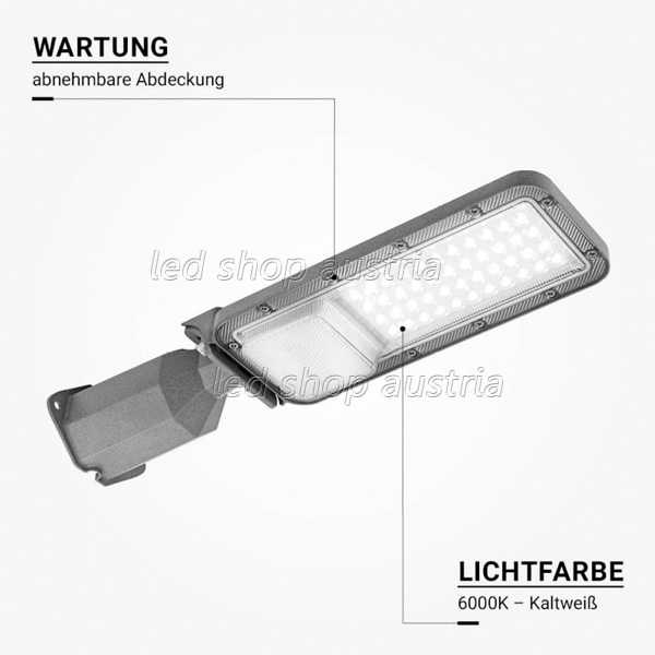 30W LED Straßenleuchte Professional HL kaltweiß IP65