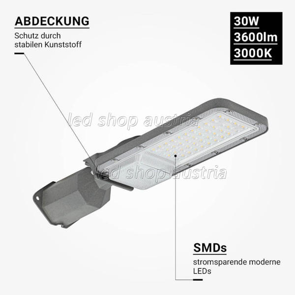 30W LED Straßenleuchte Professional HL warmweiß IP65