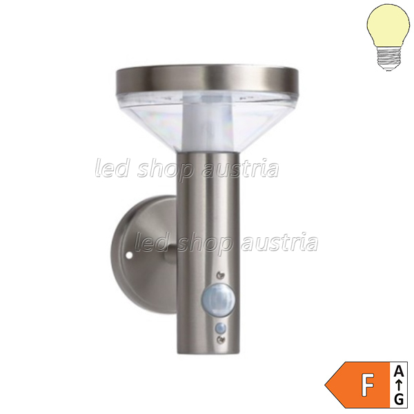2W LED Solar Wandleuchte mit PIR Sensor INOX IP44 warmweiß