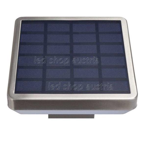 4,4W LED Solar Wandleuchte mit PIR Sensor eckig INOX IP44 warmweiß