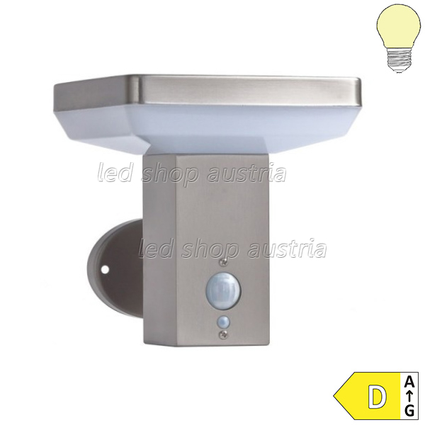 4.4W LED Solar Wandleuchte mit PIR Sensor eckig INOX IP44 warmweiß