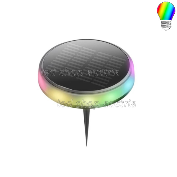 0.6W LED Solar Bodenleuchte mit Erdspieß schwarz IP65 RGB
