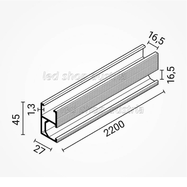 Montageprofil für Solarpanels 27x45x2200mm