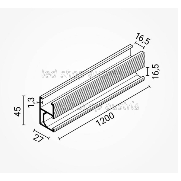 Montageprofil für Solarpanels 27x45x1200mm