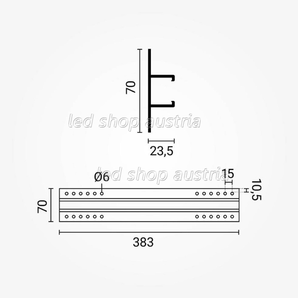 Montageprofil 70x22x380mm für Solarpanels