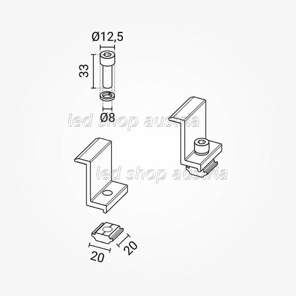 Endklemme M8x25mm