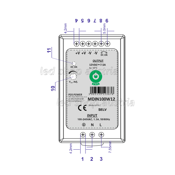 POS Tragschienen Netzteil M-Series - 24V 100W DC