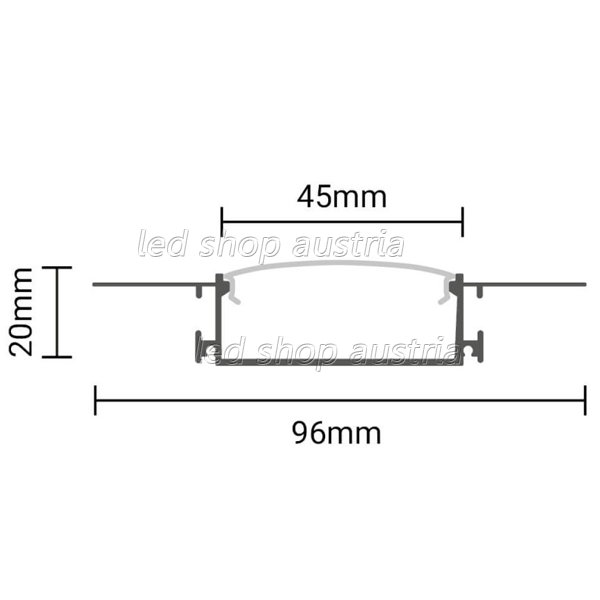 LED Profil Typ O eloxiert mit opaler Abd. Trockenbau SET 2m