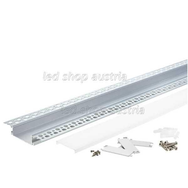 LED Profil Typ O eloxiert mit opaler Abd. Trockenbau SET 2m