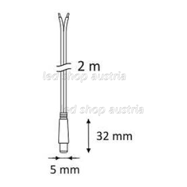 Anschlussverlängerung 2m mit 5mm Rundstecker (lötfrei)