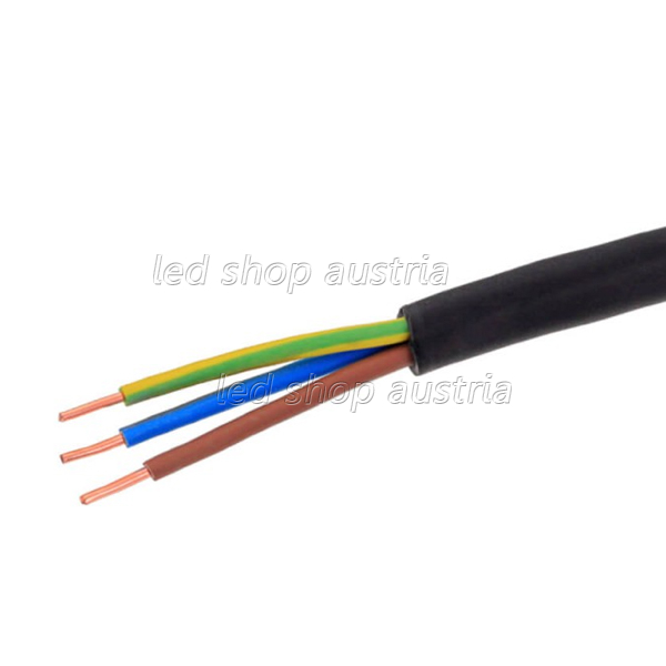 Schlauchleitung schwarz isoliert NYY-3x1,5mm² 1m