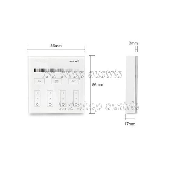 (Bild für) 4 Zonen LED Single Color RF- Wandfernbedienung (Pilot)
