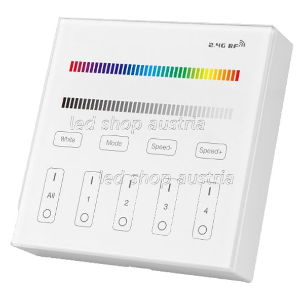 (Bild für) 4 Zonen LED RGBW-WW Wand- Funk Fernbedienung (Pilot)