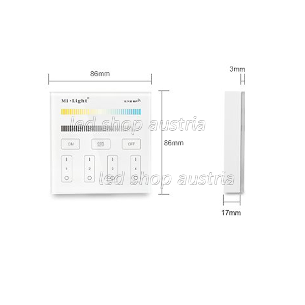 (Bild für) 4 Zonen LED CCT Funk Wand- Fernbedienung (Pilot)
