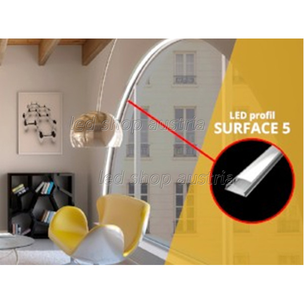 (Bild für) LED Profil ALU Surface_5 2000mm inkl. Abdeckung opal