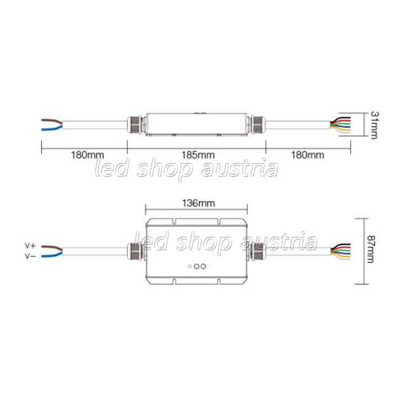 LED RGB-W-WW, CCT und Single Color Universal Receiver (5 in 1) IP67